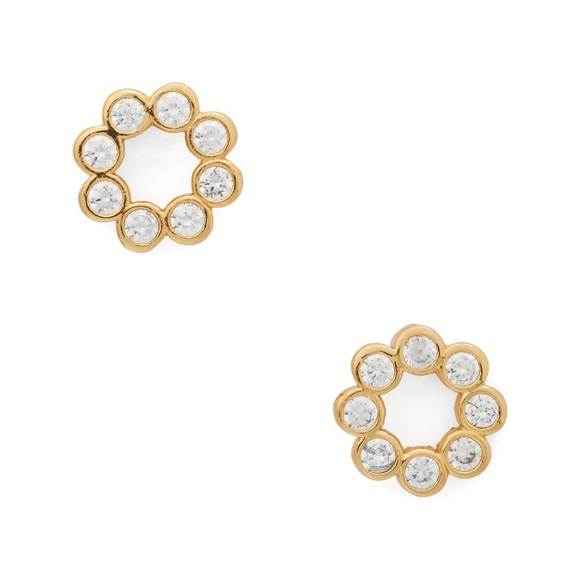 KATE SPADE Full Circle Earrings Pierced CZ 14K Gold Plated Studs NWT - Picture 5 of 9